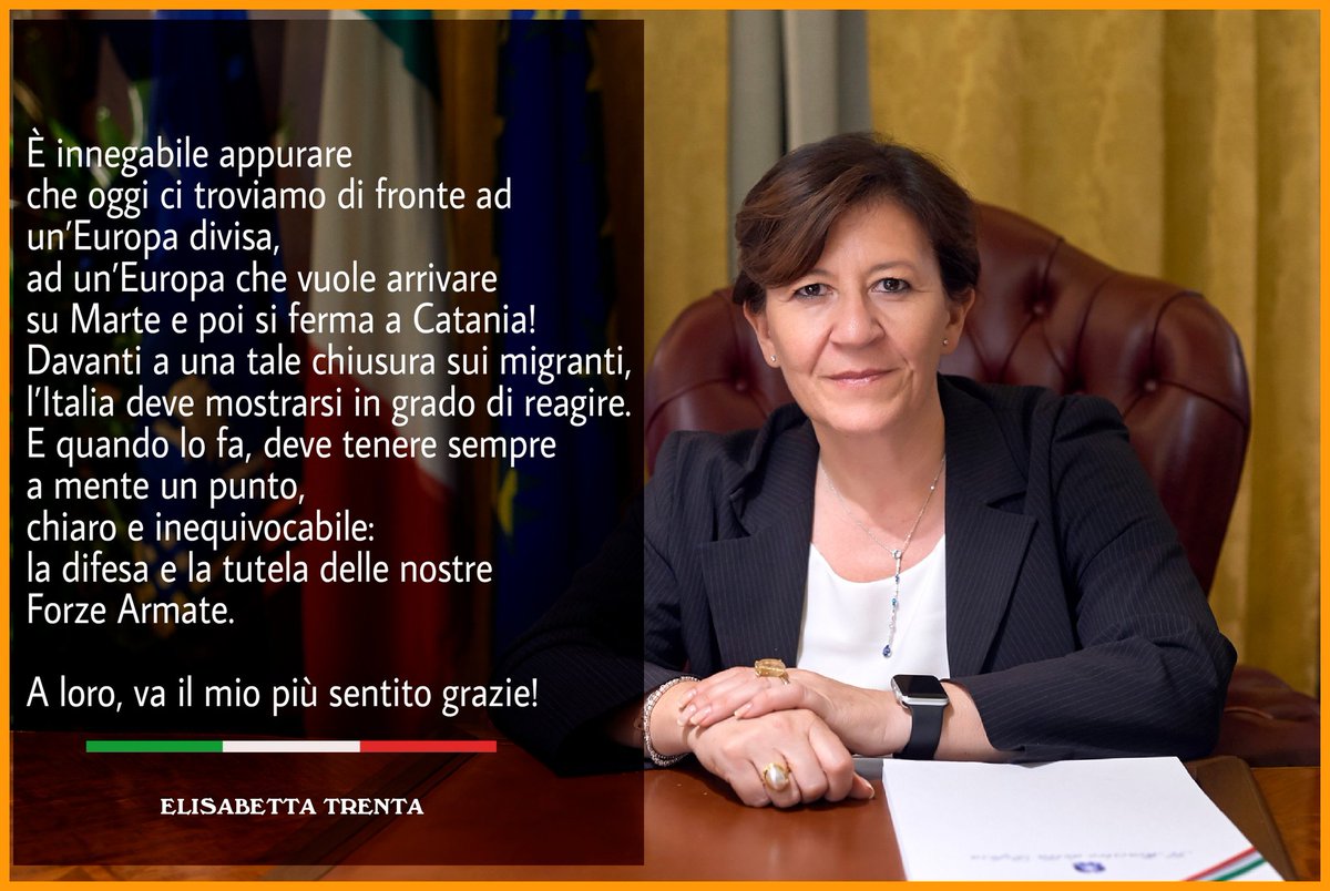 Eli_Trenta's tweet photo. È un’Europa divisa che si ferma a #Catania!
Davanti a una tale chiusura sui migranti, l’Italia deve mostrarsi in grado di reagire. E quando lo fa, deve tenere a mente un punto inequivocabile: la difesa e la tutela delle nostre Forze Armate. 
A loro, va il mio più sentito grazie! https://t.co/2q3u2c43CJ