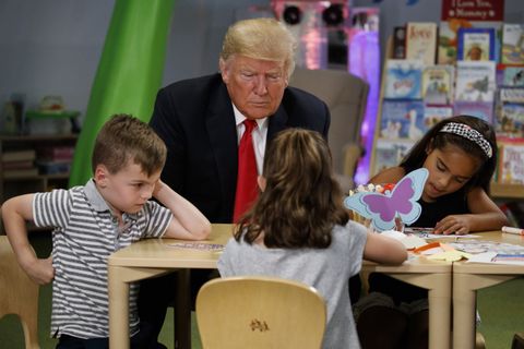 DaveOnDemand_TV's tweet photo. Let's face it: it's a gift, the way people of all ages are just drawn to @POTUS Doesn't #DonaldTrump have the look of someone who spent a lot of time as a kid sitting in the corner and staring at the wall? #DunceCap #MagneticPersonality #GoodWithKids https://t.co/frYE1dXC0D