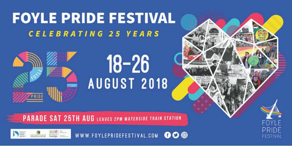 belfastpride's tweet photo. All the very best to everyone taking part in @FoylePrideFest today and marching for civil rights. The parade leaves Waterside Train Station at 2.00pm so join the parade and the fun afterwards in Guildhall Square and the Peace Garden. #ComeOutforChange #bproud2018 https://t.co/RIQbKniRjx