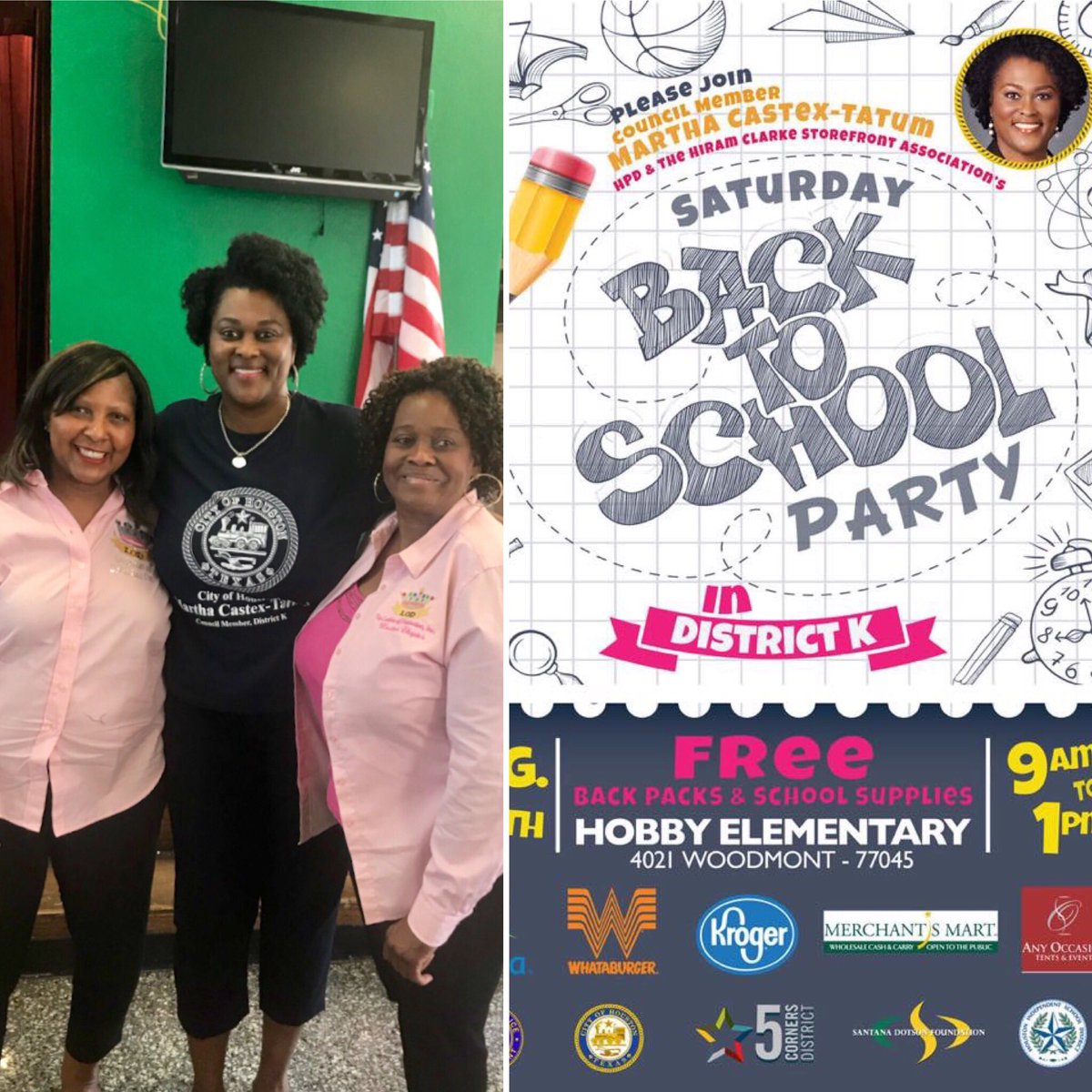 TlodHouston's tweet photo. Status of Women Committee volunteering at Houston City Council District K @MarthacastexT Back to School Party. 800 students served! #TLODHou #StatusOfWomen https://t.co/vvMZb8CtRb