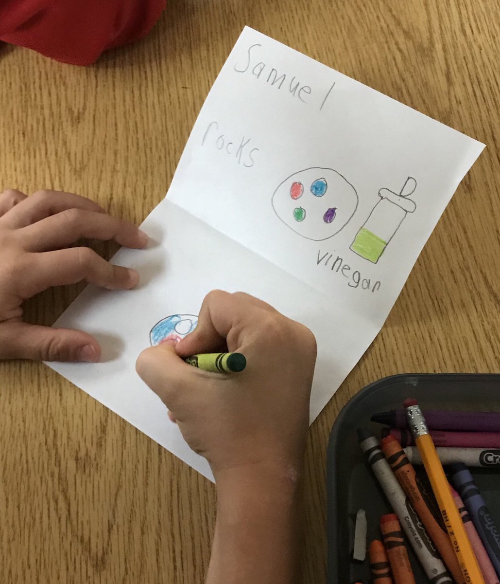 AUlyssa01's tweet photo. This type of experiment is my favorite for the beginning of the year.  The students get excited about science and working through some of the basic steps in the scientific process.  It was a fun way to wrap up the week! #swsalbertville #fizzyrainbow https://t.co/HRauORNCkh