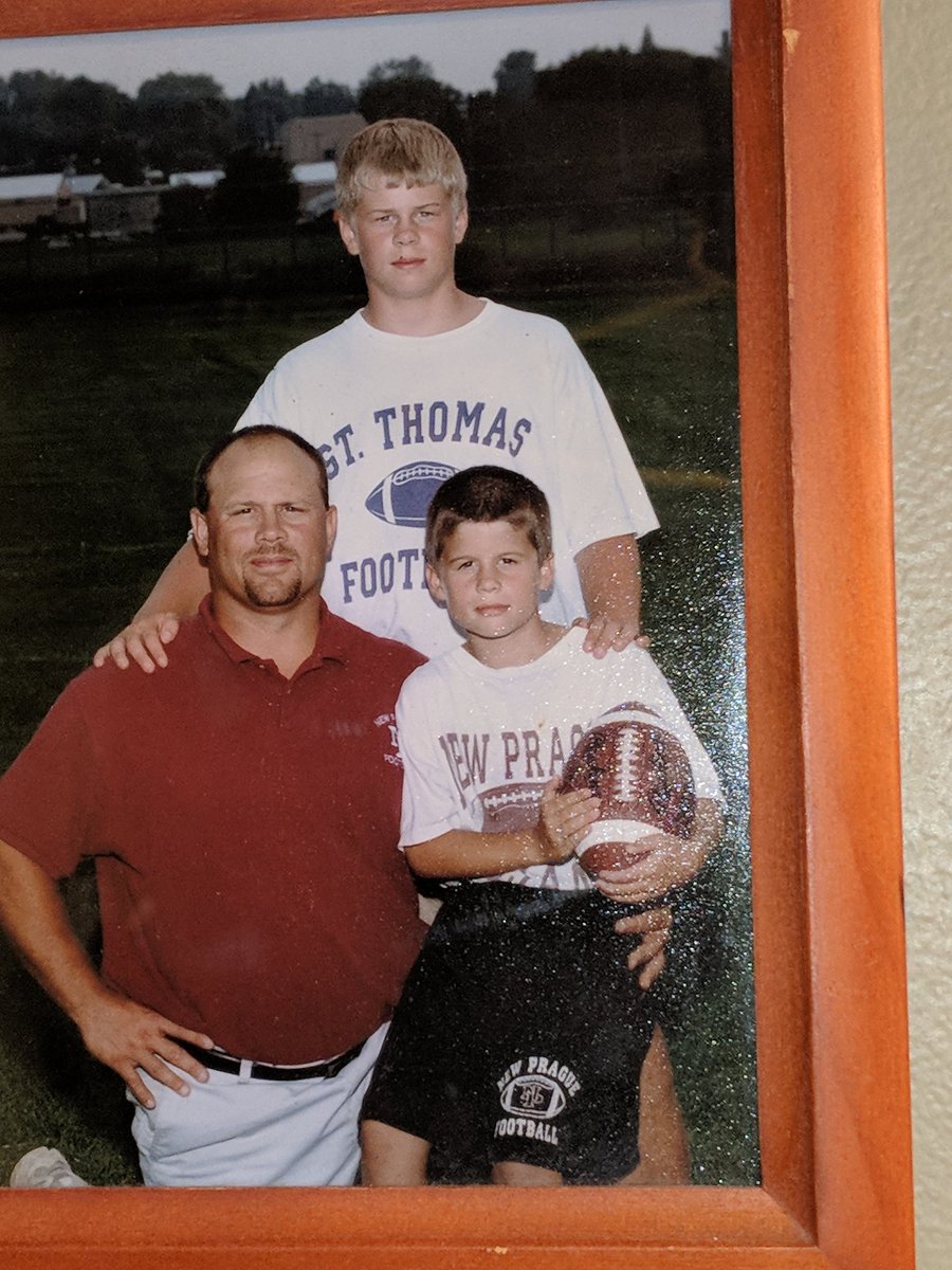 Tbuthe60's tweet image. Proud of my boys today.  Coach Chase taking his Chanhassen DLine into the Varsity scrimmage this morning and Ben scrimmaging today in Duluth as he enters his senior year at St. Scholastica.  Proud Papa