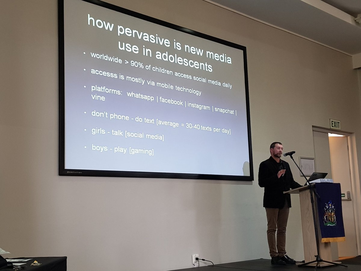 klausvon's tweet photo. #SANFPC18 #Digital highs &amp; lows, especially in the context of #adolescents and access to smartphones. Great talk by psychologist, Dr H Theron. Highlighted need for common sense: limit use and ensure mentoring. #hcsm #hcsmSA https://t.co/mjsS8f0Owg