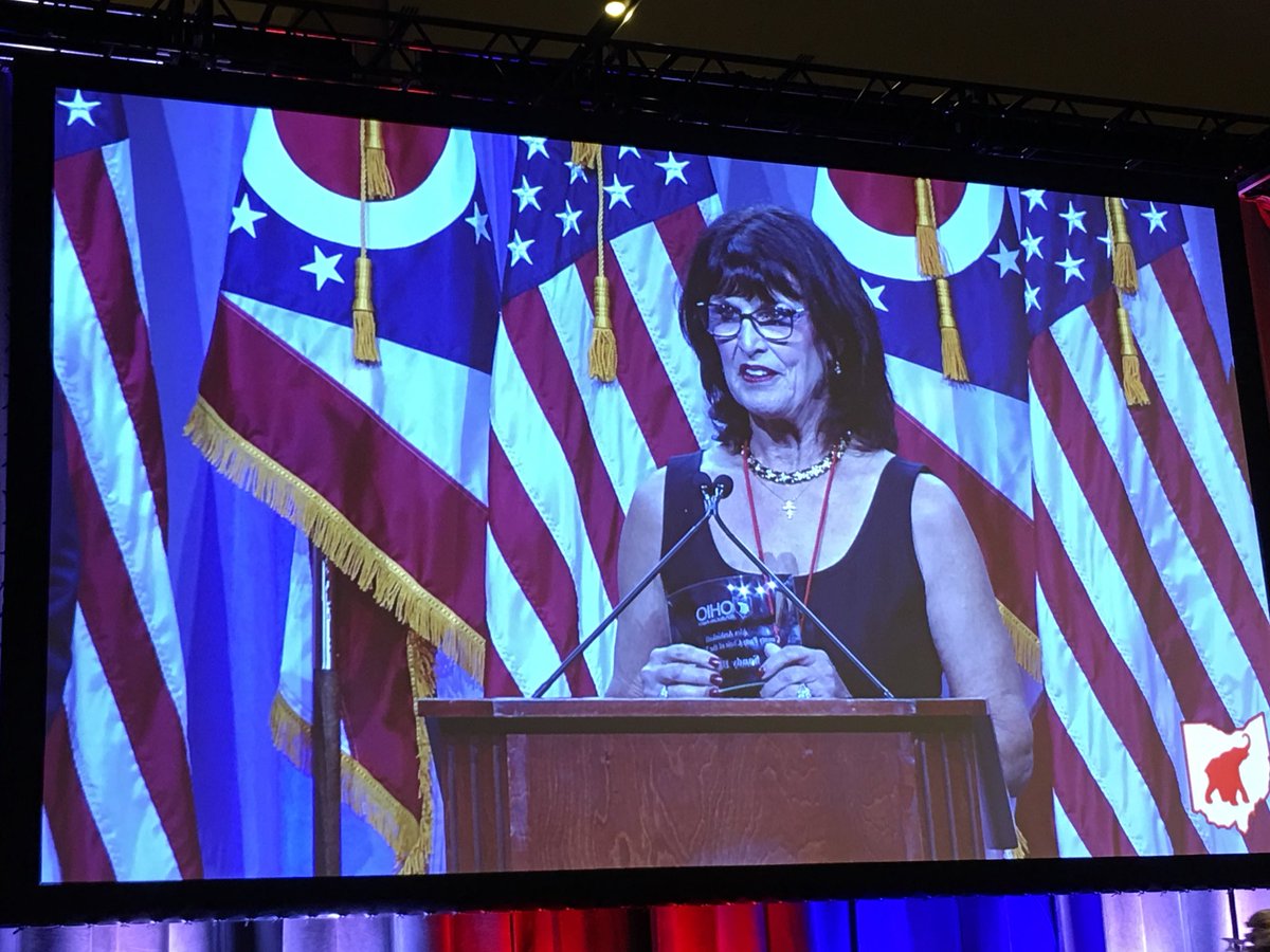 Rob_McColley's tweet photo. Great to hear @realDonaldTrump last night at the @ohiogop #StateDinner2018. Economy is roaring, unemployment levels are at all time lows and investments are booming. Awesome to see Fulton County GOP Chair Sandy Barber honored as County Chair of the Year! Great night, @JaneyMurph! https://t.co/S438BPhV6p