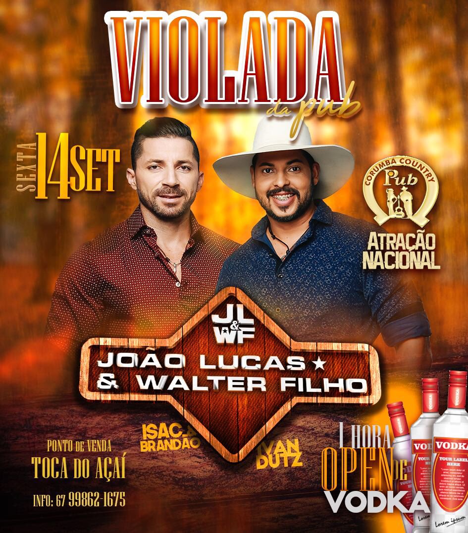 LucianoSalesJu's tweet photo. Vem pra nossa violada, vem pra violada da PUB!!
14 de setembro - VIOLADA DA PUB
atração nacional - João Lucas E Walter filho
Ingressos à venda na TOCA DO AÇAÍ !!
Isso é Country Pub a melhor de Corumbá!!
#VioladaDaPub #QuebrouOFrascoDoPerfume #Abstrata #Insana https://t.co/3ynjat1eJ7