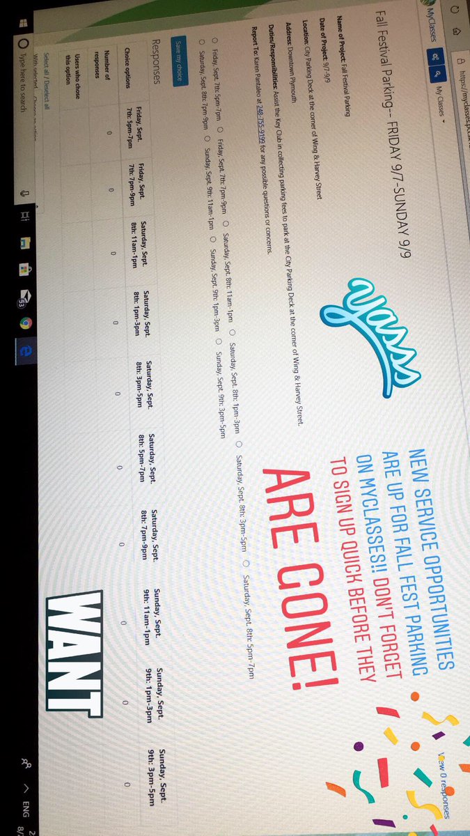 PCEPKeyClub's tweet image. Fall Fest Parking service opportunity is available on MYCLASSES! Don’t forget to sign up NOW before they are gone! Get a head start on your service hours for the semester! SIGN UP TO SERVE!🙌🏼💙
