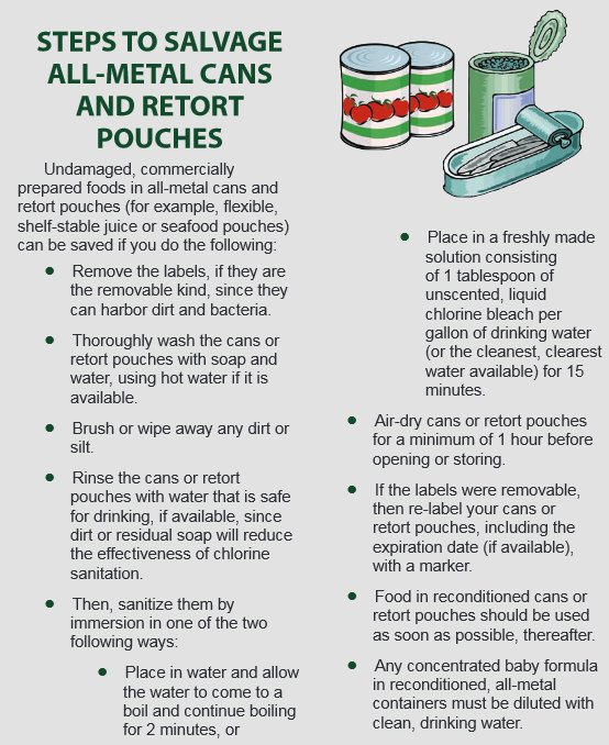 foodsafetygov's tweet photo. Flood waters can carry harmful diseases and bacteria. Before salvaging canned food from #Flood water, make sure it's safe! Screw-caps, snap lids, pull tops and crimped tops are NOT waterproof. More tips ↓
#HurricaneLane https://t.co/bucF0Nvf7K https://t.co/K50vtMkJdL