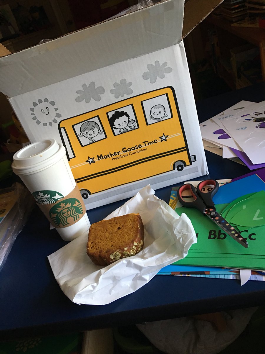 Terri_Harr's tweet photo. That time when your hubby brings you coffee and pumpkin bread because you have a ton to cut out and laminate but you had to get up early to take care of your wonderful grands so you just need some energy to get it all done! #lifeofateacher #cutout #laminate #mothergoosetime https://t.co/gQtarbPcHi