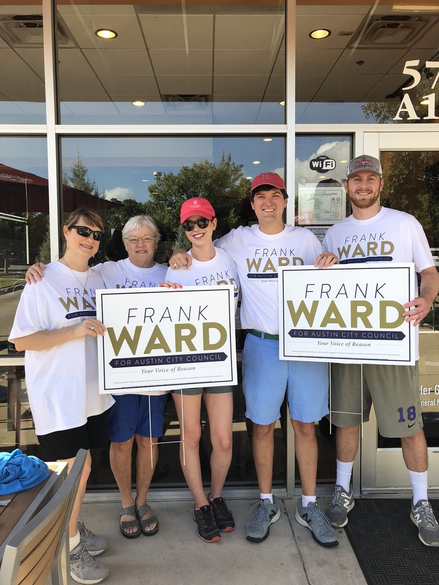 FrankWardforATX's tweet photo. Good morning, SW Austin! It’s another gorgeous day in the ATX...some of my friends and I are coming your way to say hello and to tell you more about my campaign for Austin City Council, District 8. I’m looking forward to meeting many more of my friends & neighbors! #WardforAustin https://t.co/eI1YpiLWGJ