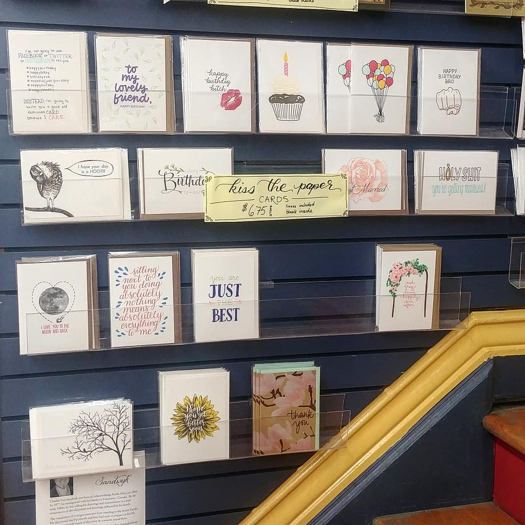 AtticBooksCA's tweet photo. We have the gorgeous @kissthepaper letterpress cards in stock again!
#stationery #papergoods #writemoretextless #snailmailrevolution #cards https://t.co/WkO9Dku5fO