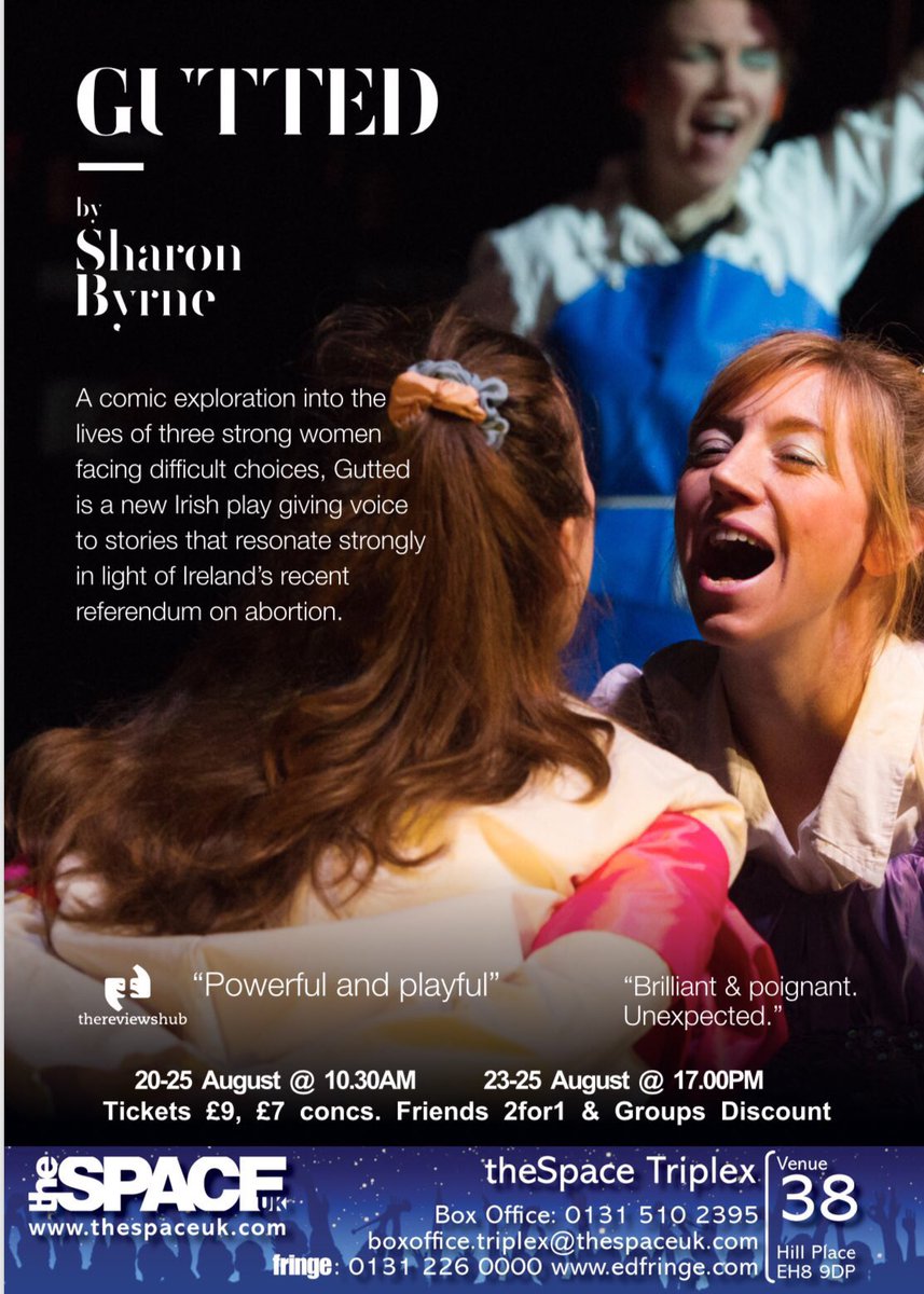 GuttedFringe's tweet photo. @ChrisReading @edfringe It was my first and itโs been a blast. Last performance of our @edfringe run at 5pm today. #spacetriplex #edinburgh #IntoTheUnknown #threewomen #fishfactory #irishplay https://t.co/7zvX1r8z0Y