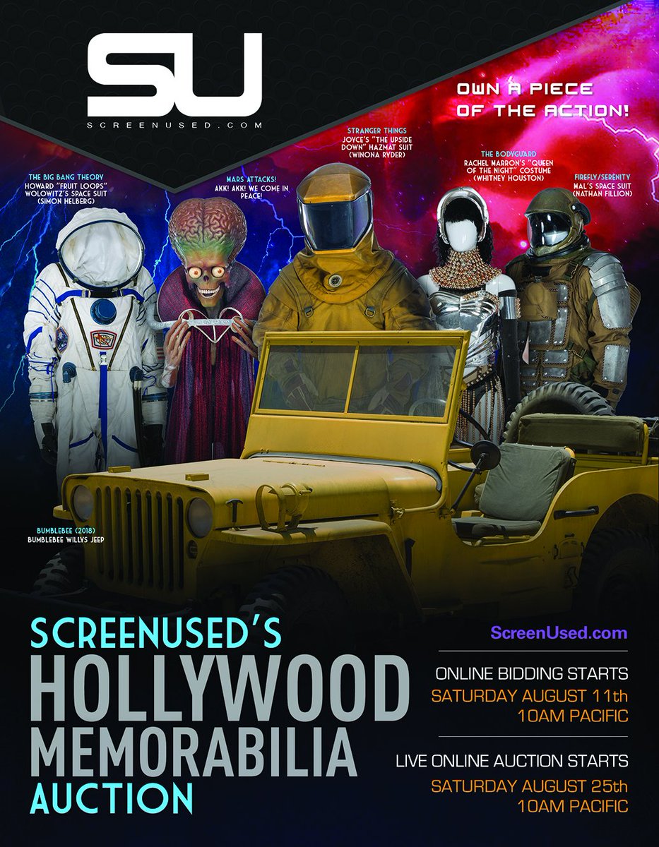 screenused's tweet image. Last chance to register and bid in the ScreenUsed Hollywood Memorabilia Auction starting in about 90 minutes! icollector.com/ScreenUsed-s-H…