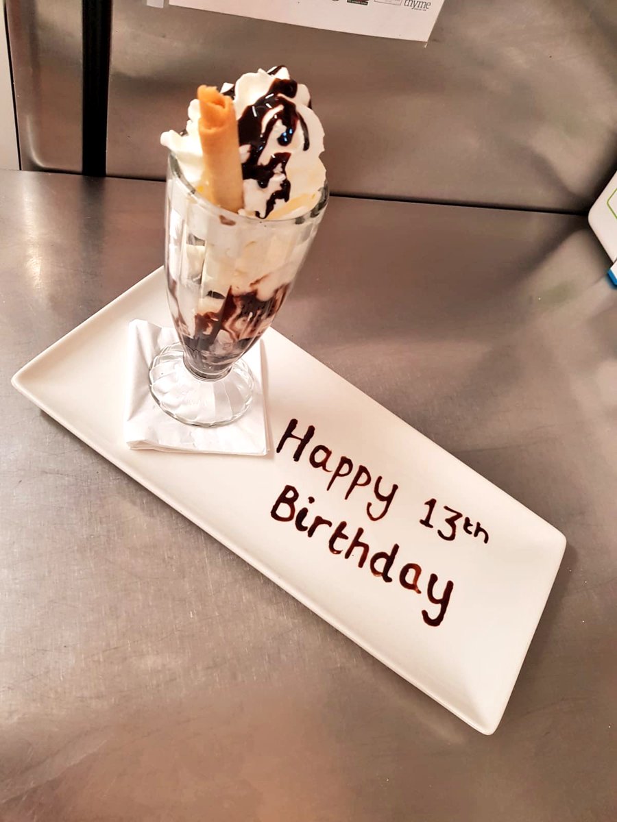 The team saw an opportunity for a fab WOW to celebrate a 13th birthday in the restaurant last night 💙🎊🎈 Personalised sundae by Natalie to top it off! #summerofservice #birthdaycelebration #chocolatesundae #premierinn #birkenhead <a href="/Kate_Reed_82/">Kate Reed</a> <a href="/livvvyyy/">Liv 🦋</a>