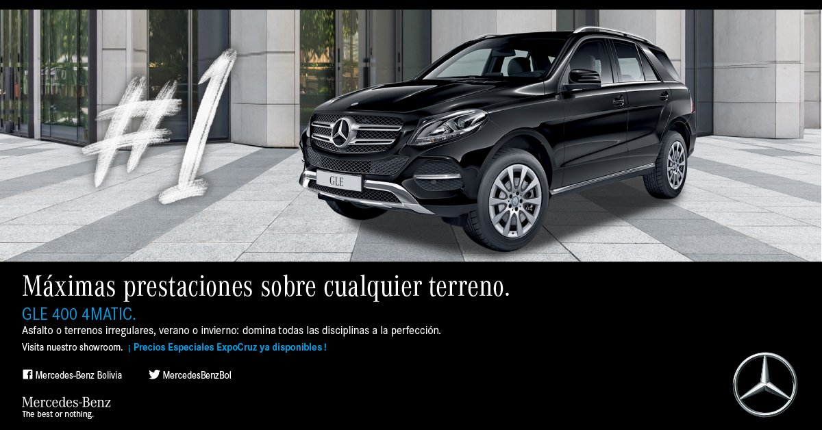 MercedesBenzBol's tweet photo. Máximas prestaciones sobre cualquier terreno. GLE 400 4MATIC. https://t.co/bvOj61PG9C https://t.co/uy6CG8T9OS
