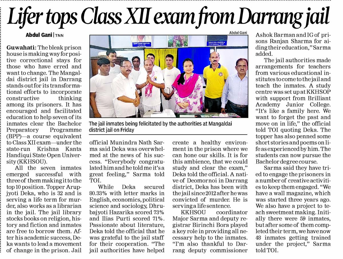 Jail inmates at #Mangaldai top exam conducted by KKH State Open University <a href="/KkhsouICTprog/">KKHandiqui</a> in #Assam <a href="/TOICitiesNews/">TOI Cities</a> <a href="/assampolice/">Assam Police</a> <a href="/CMOfficeAssam/">Chief Minister Assam</a> <a href="/saikia_kula/">Kula Saikia, IPS</a>