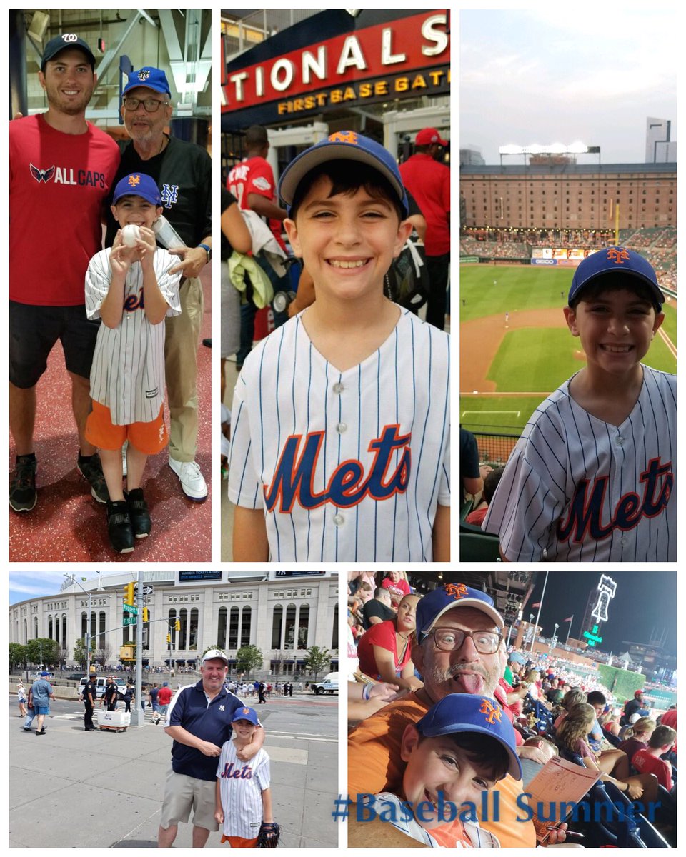 Mrs_Weintraub's tweet photo. ⁦@Mets⁩ 5 stadiums in one summer...not bad for a 9 year old! Thanks Grandpa!#CitiField #YankeeStadium #CamdenYards #NationalsPark #CitizensBankPark #MetsFan #25moretogo https://t.co/I6OJvyzTGZ