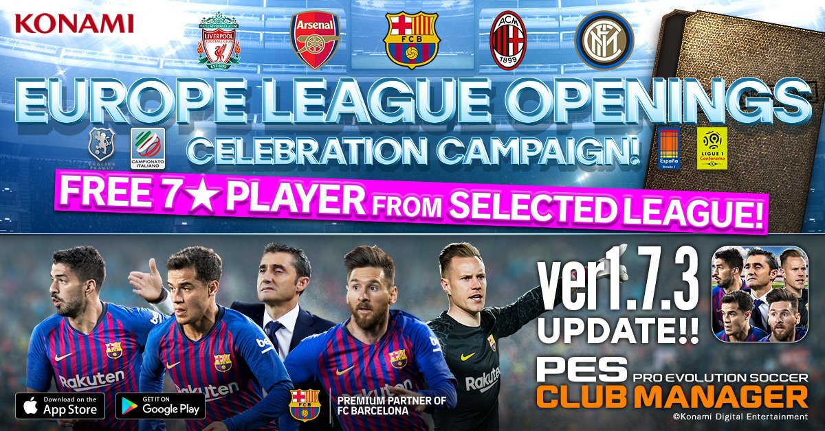 Ücretsiz 7★ bir oyuncu dağıtıyoruz! Ligi seçmek size kalmış!

konami.jp/pescm/