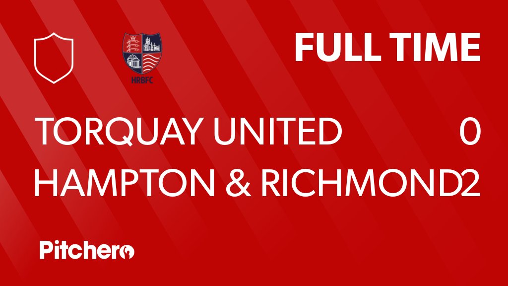 hrbfc1921's tweet photo. FULL TIME: Torquay United 0 - 2 Hampton &amp; Richmond Borough
#TORHAM #Pitchero
https://t.co/SDOgnsBaG8 https://t.co/JFQjHnueaM