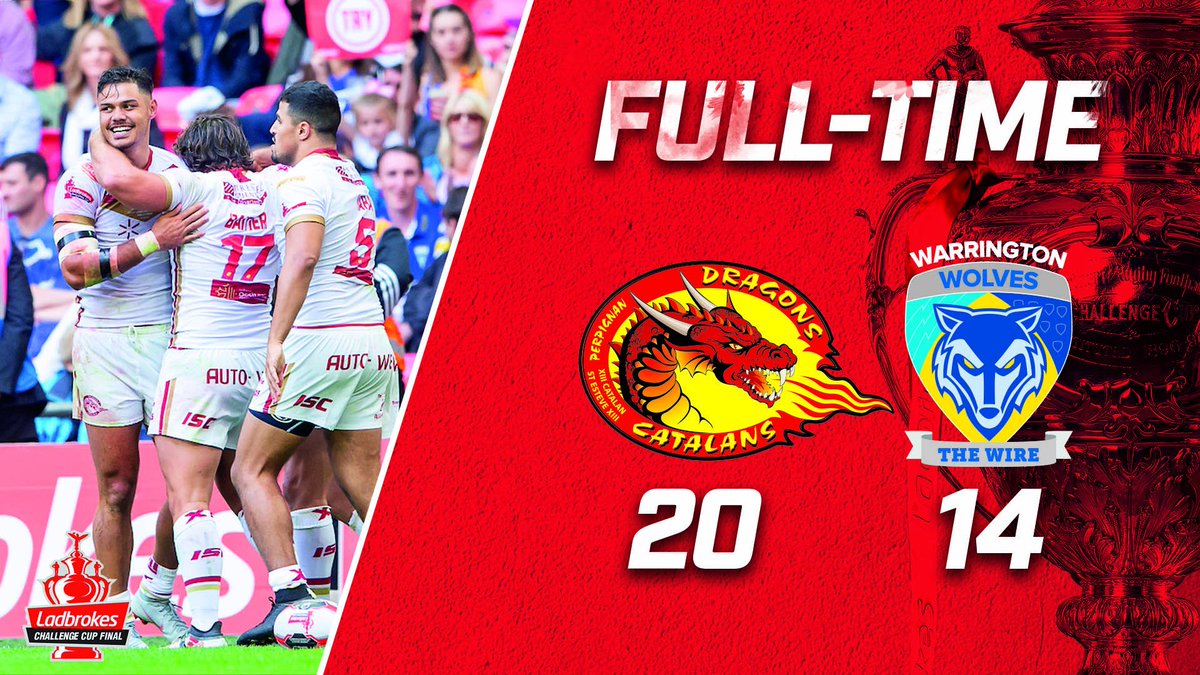 TheChallengeCup's tweet photo. FULL-TIME
@DragonsOfficiel are the first French Challenge Cup WINNERS!!
ALLEZ LES DRACS π² https://t.co/sN8nnDjlTP