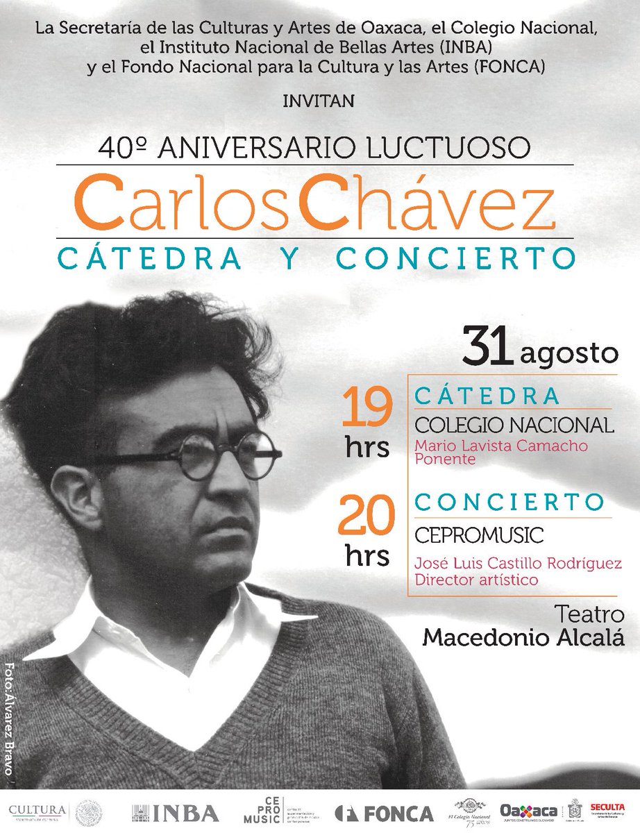 Resultado de imagen para El Ensamble Cepromusic participarÃ¡ en la conmemoraciÃ³n del 40 aniversario luctuoso de Carlos ChÃ¡vez en Oaxaca