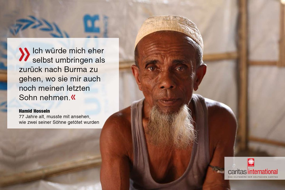 caritas_ci's tweet photo. Die große Frage ist: Wie geht es mit den #Rohingya weiter? Dauerhaft aufnehmen will die Regierung Bangladeschs sie nicht. Zur Diskussion steht eine freiwillige #Rückführung nach #Myanmar. Für Hamid Hossein kommt das nicht in Frage! Infos: https://t.co/wJOtx4A1sa #RohingyaOneYear https://t.co/F0gUMdG1Mq