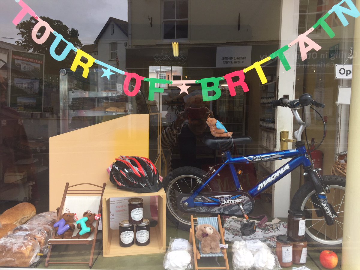 OSMHillClimb's tweet photo. At Ottery St Mary the decorated shop windows are starting to appear ready for the @DevonToB @TourofBritain Come and watch the Tour @OSMToB and enjoy watching how our traders let their imagination work wonders!!!🚴‍♀️🚴‍♂️🚴‍♀️🚴‍♂️ https://t.co/Rfw8i0UgJm