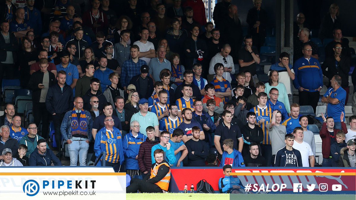shrewsburytown's tweet photo. LUTON TOWN: Great support for team during the @LutonTown game, credit to the 379 who made the trip down to Kenilworth Road #salop #BlueAmberArmy https://t.co/s8zN9ONVQY