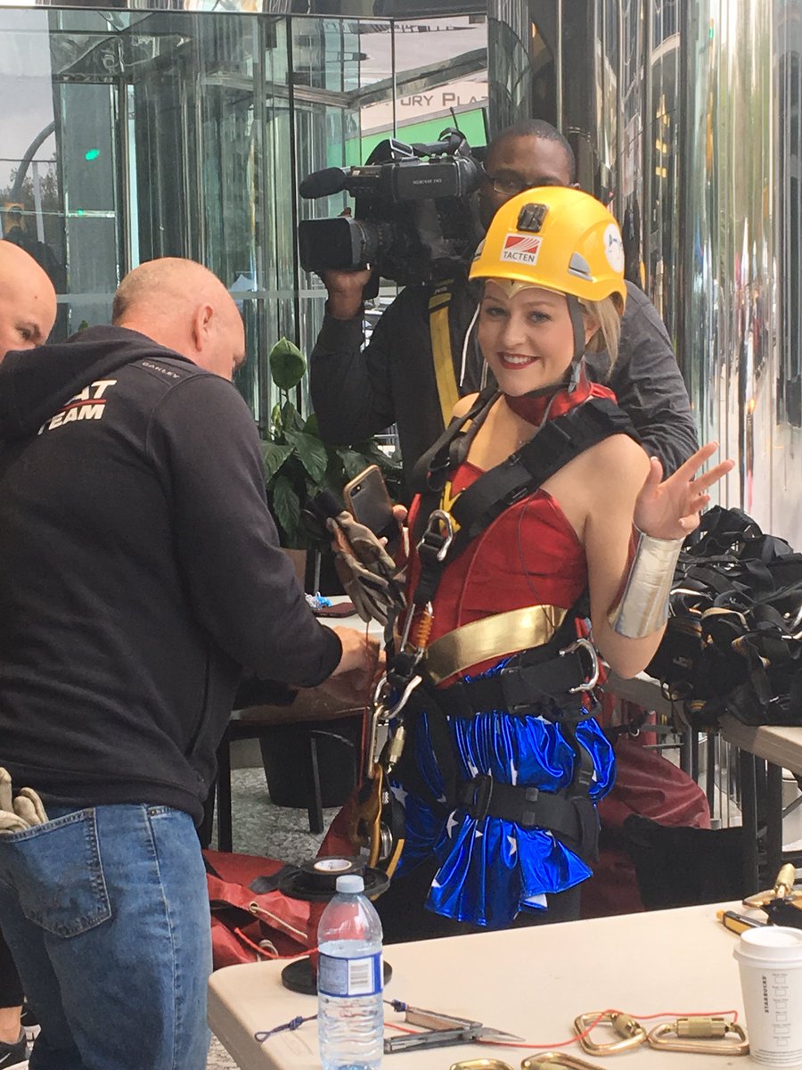 Candace_Nandi's tweet photo. Wonder Woman is in the building! Soon to be rappelling down the tallest building in #yqr ๐ฑall for a great cause, come down and support @DropZoneSK @EasterSealsSK @SCAbilities @TeriFikowski #DropZoneSk https://t.co/At0OKYmw2J