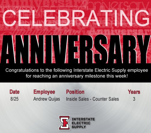 interstateelect's tweet photo. Congratulations to Andrew from our Boise branch on celebrating 3 years with us today! https://t.co/MOx0KDxPts