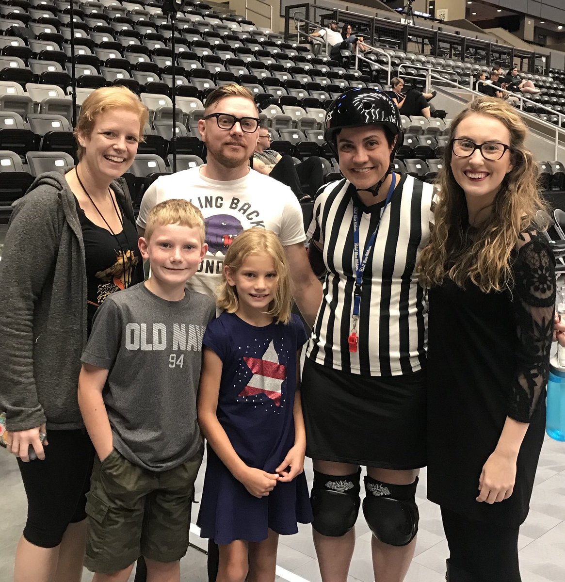 DNVRRollerDerby's tweet photo. Shoutout to our offficials (and their fan club) at #OmahaCup2018 this weekend! Pictured left to right Cat, rockstar, Loren Order, Maulher #teamofficials https://t.co/7gXUiQNvnu