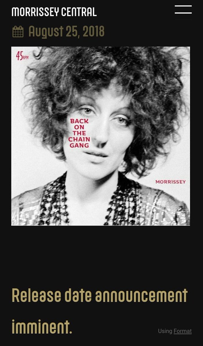 LettersToMoz's tweet image. MESSAGES FROM MORRISSEY - MORRISSEY CENTRAL - Forthcoming UK single morrisseycentral.com

#backonthechaingang #Morrissey