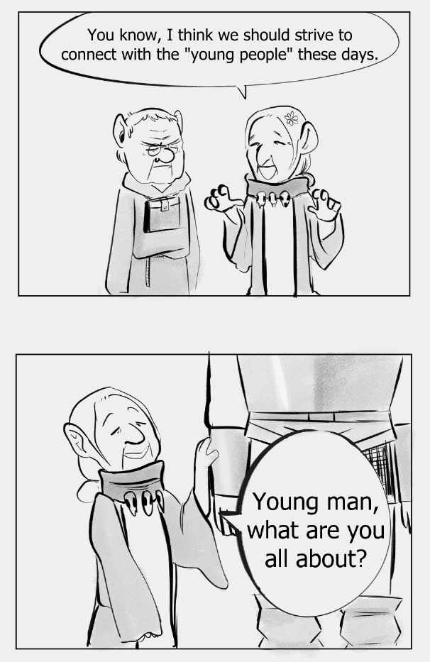himboking's tweet photo. connecting with the younger generation #dungeonmeshi https://t.co/Vloqq9qumE