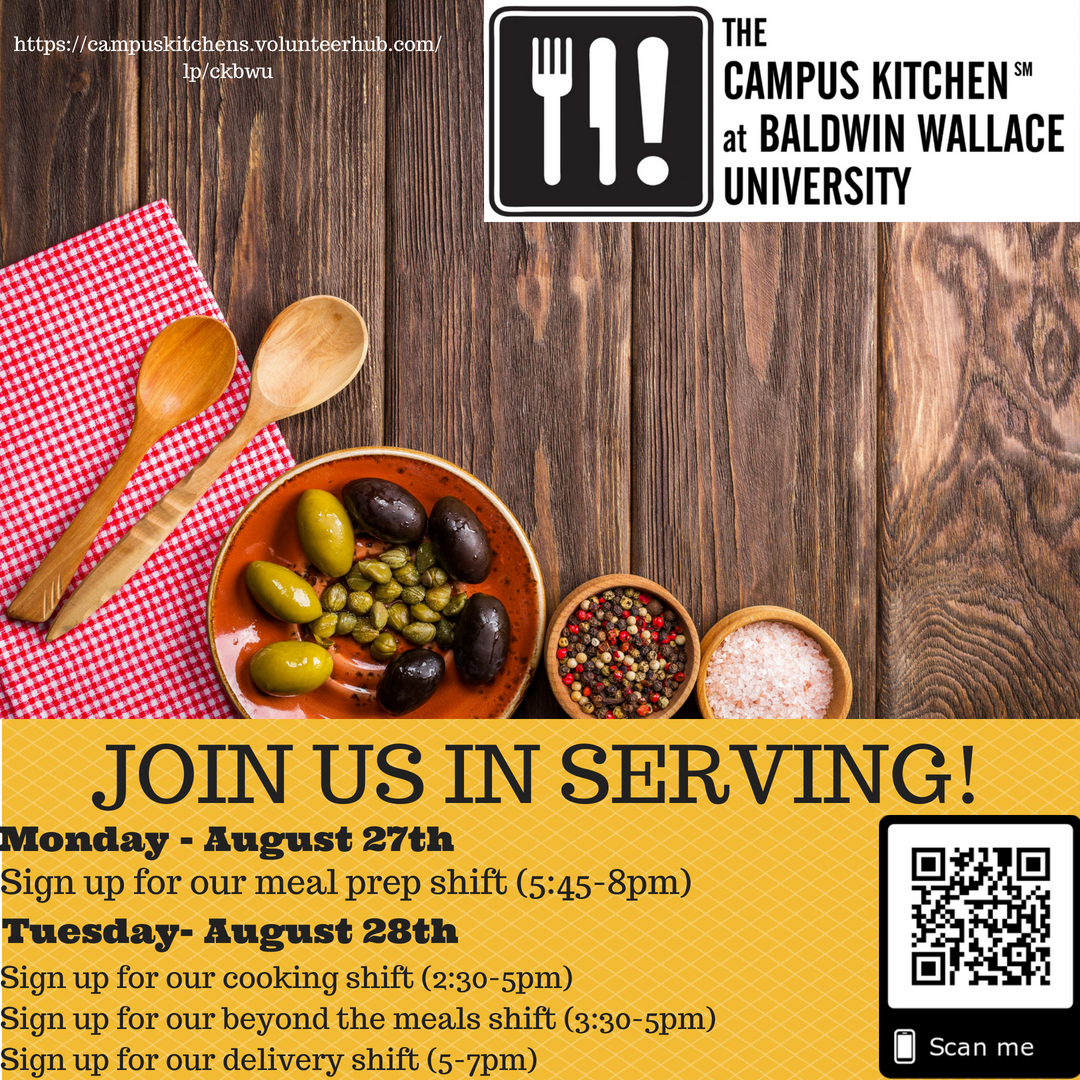 campuskitchenbw's tweet photo. WELCOME BACK BW!! We are so excited for this upcoming year and all of the new faces on campus! Join us at our first meal of the year, and start this year off right with service! Everyone is welcome and sign up is easy! Use our QR code or link, and invite your friends! https://t.co/k2RBBiPMP0