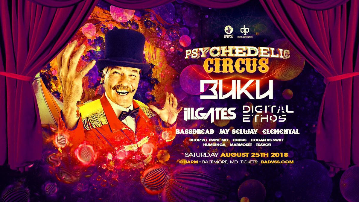 badassraves's tweet photo. The wait is over! 😃 See you all at Charm TONIGHT for the return of #PSYCIRCUS Baltimore with @bukudatdude @illGatesMusic @_DIGITALETHOS and more! 🎩🎪

Tickets:  https://t.co/HwGiPc1il0 https://t.co/mrpL7PYDS4