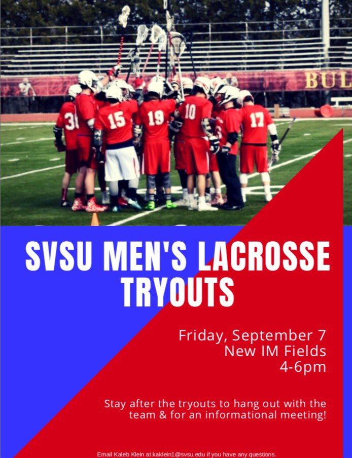 Tryouts for the SVSU Men's Club Lacrosse Team! 
#bethere #SVSU