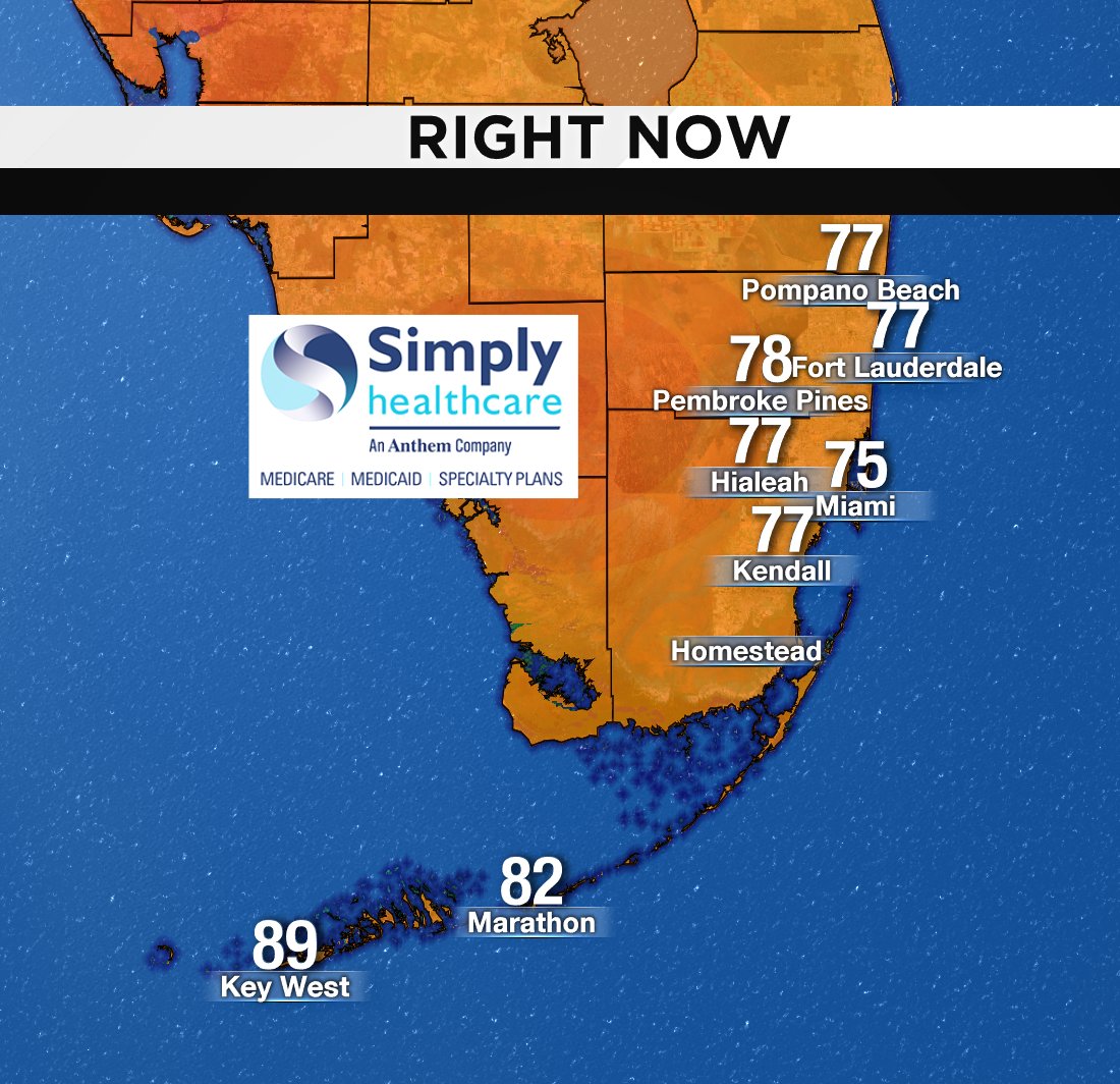 It's 2PM, here are south Florida's current temperatures. #BROWARD #MIAMIDADE #FLKEYS Presented by Simply Healthcare https://t.co/zmQXXVyIuE