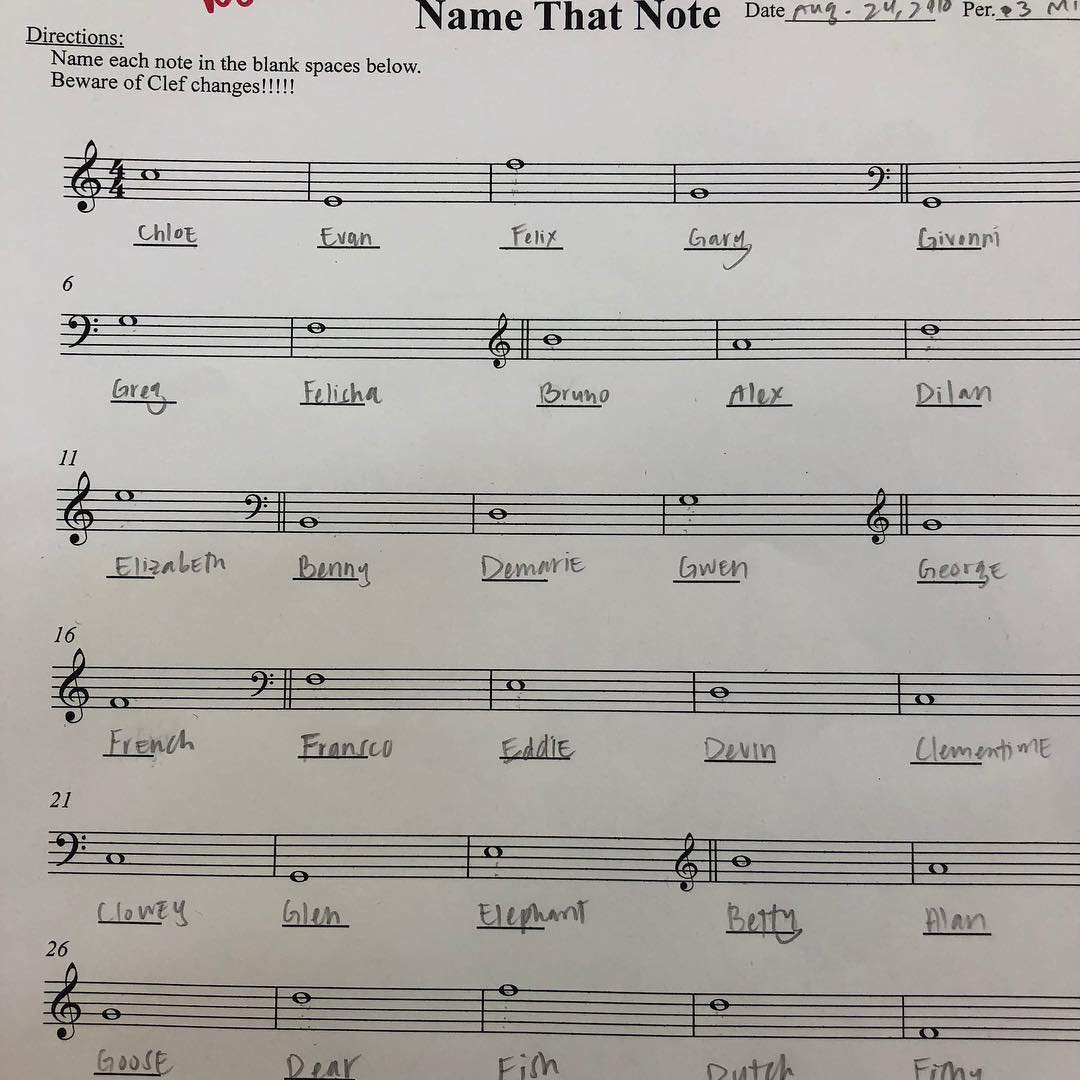 OWHS_Bands's tweet image. #notenames #clementine #felisha