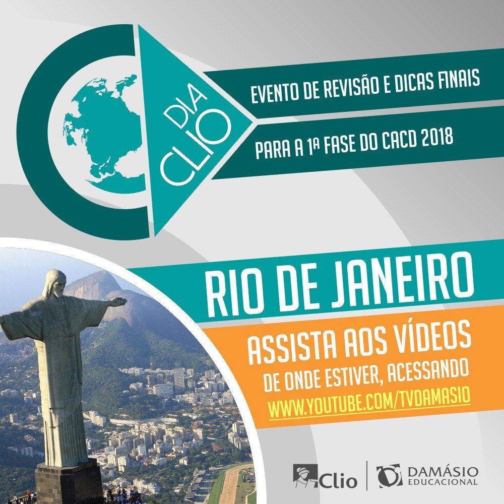 cursodamasio's tweet photo. Atenção, futuros DIPLOMATAS!
Você que não conseguiu acompanhar o DIA CLIO ontem, não fique preocupado, pois, disponibilizamos o vídeo no YouTube. Acesse e assista ao evento:
➡ https://t.co/Su2tKBGvcG
➡ https://t.co/rsmPWegjYm

#BonsEstudos #DiaClioRJ https://t.co/o7tYRBCH5M