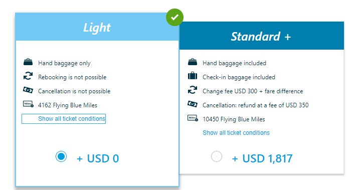 klm economy light baggage