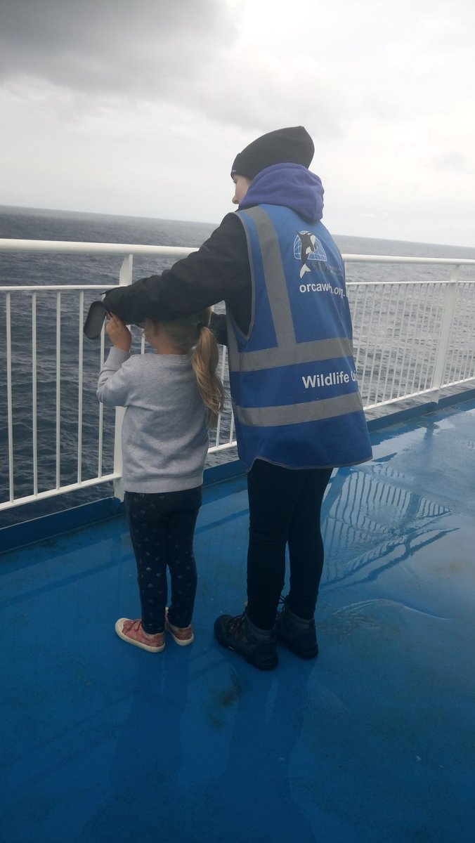 ORCA_web's tweet photo. Say hello to our new Wildlife Officer Placement Lauren, and Freya, one of our newest Finfriends as they spotted whales, dolphins, and even a shark on our morning deckwatch onboard the @BrittanyFerries Cap Finistere today!! ππ¬ #ORCA #FinFriends https://t.co/A2yXEohjal