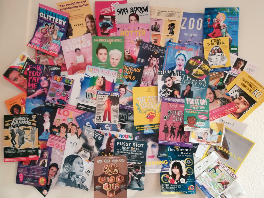 BechdelTheatre's tweet photo. Just had to start packing up our Edinburgh HQ 😭😭😭 We'll miss you #EdFringe!
Before we take em down, here's a gorgeous wall of shows we saw pass the #bechdeltest for you to get last minute #feministfringe ideas from.
PLUS a lil thread about what we've been up to this month 👇👇 https://t.co/yQvXB2C105