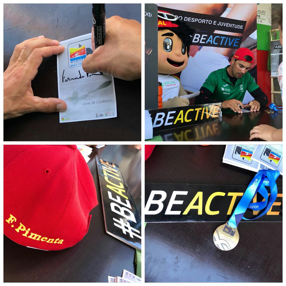 BeActivePt's tweet photo. O embaixador da Semana Europeia do Desporto em Portugal, @ferfernando_O  consagrou-se hoje Campeão Mundial de Canoagem.
Para os autógrafos foi escolhido o stand ipdj @BeActivePt 
#PlanetCanoe #Canoe #Kayak #ICFsprint #Sprint #ICFparacanoe  #WorldChampionships #Montemor #Portugal https://t.co/ZnmLJNN0k8