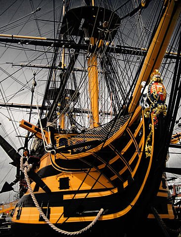2. Step back to the Age of Sail during the American Revolutionary and Napoleonic wars. The "line of battle" ships, also called "battleship" or "ship of the line" were monsters.(HMS Victory in 2007, oldest commissioned warship on the planet)