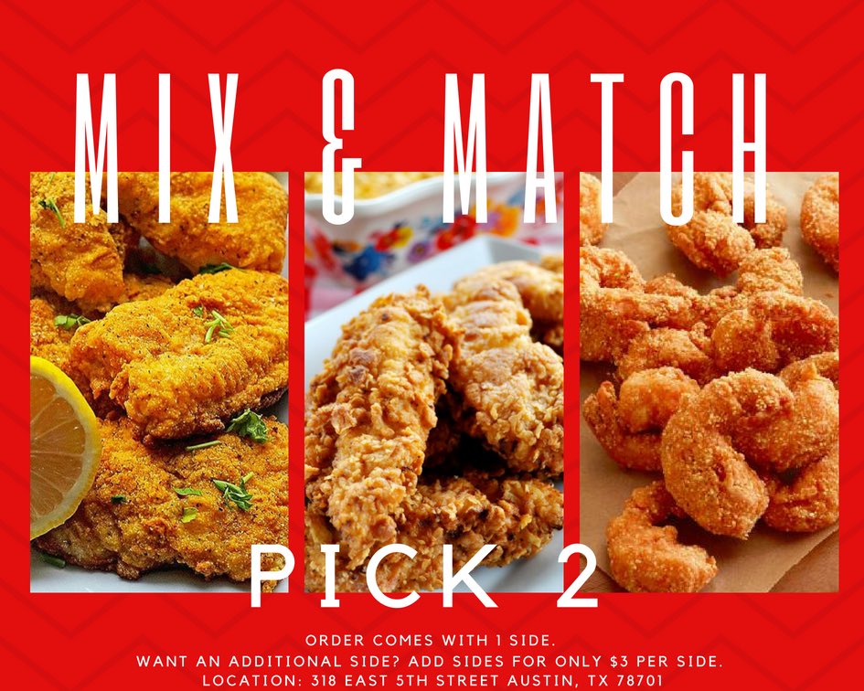 SUC_TX's tweet photo. EVERY Saturday from 6pm-3am!😱
•
•
•
Tonight’s feature is our #mixandmatch combo! Can’t decide if you want fish, shrimp or chicken tenders? We heard you and it’s here! #SwipeLeft ⬅️
•
•
•
#SouthernUniqueCreations #SUC #Catering #FoodTruck #Cajun #NowOpen #OpenUntil3am 😬 https://t.co/vQZPrl7NGN