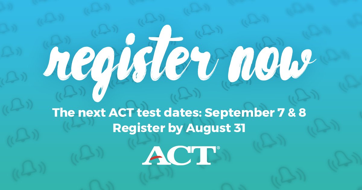 ACTStudent's tweet image. Don’t miss the registration deadline for the upcoming ACT test dates! 

If you're a student testing outside of the US, you can register online here: intl.act.org/register