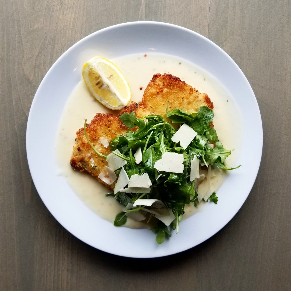 sharekbr's tweet photo. Always a favorite, our Chicken Cutlets with Lemon butter sauce, arugula and shaved Reggiano #sharekbr #chickencutlets #comeSharewithus https://t.co/g7NtAeOsFZ