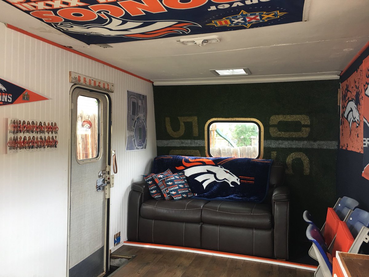 Turned an ‘83 Winnebago into a tailgate machine fit for a super bowl MVP. 100% home made and painted. This is “Van Miller” <a href="/VonMiller/">Von Miller</a> <a href="/Broncos/">Denver Broncos</a>