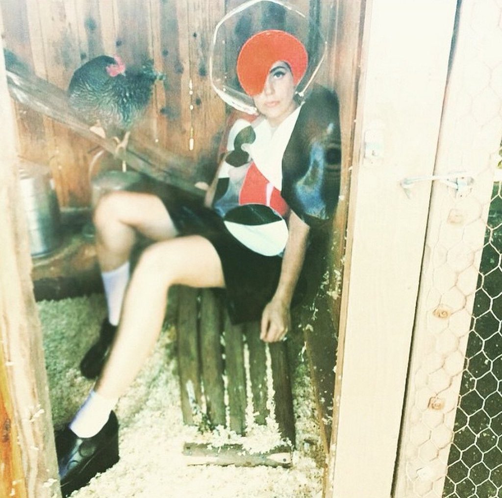pop culture on X: "remember when lady gaga dressed up like this just to feed  her chickens?" / X