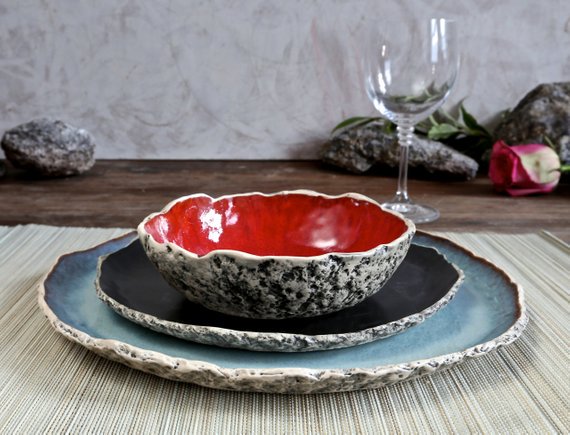 Dinnerware Set for 12 #housewares @EtsyMktgTool etsy.me/2Lt3Flw #diningandserving #modernkitchenr #rusticdinnerplates