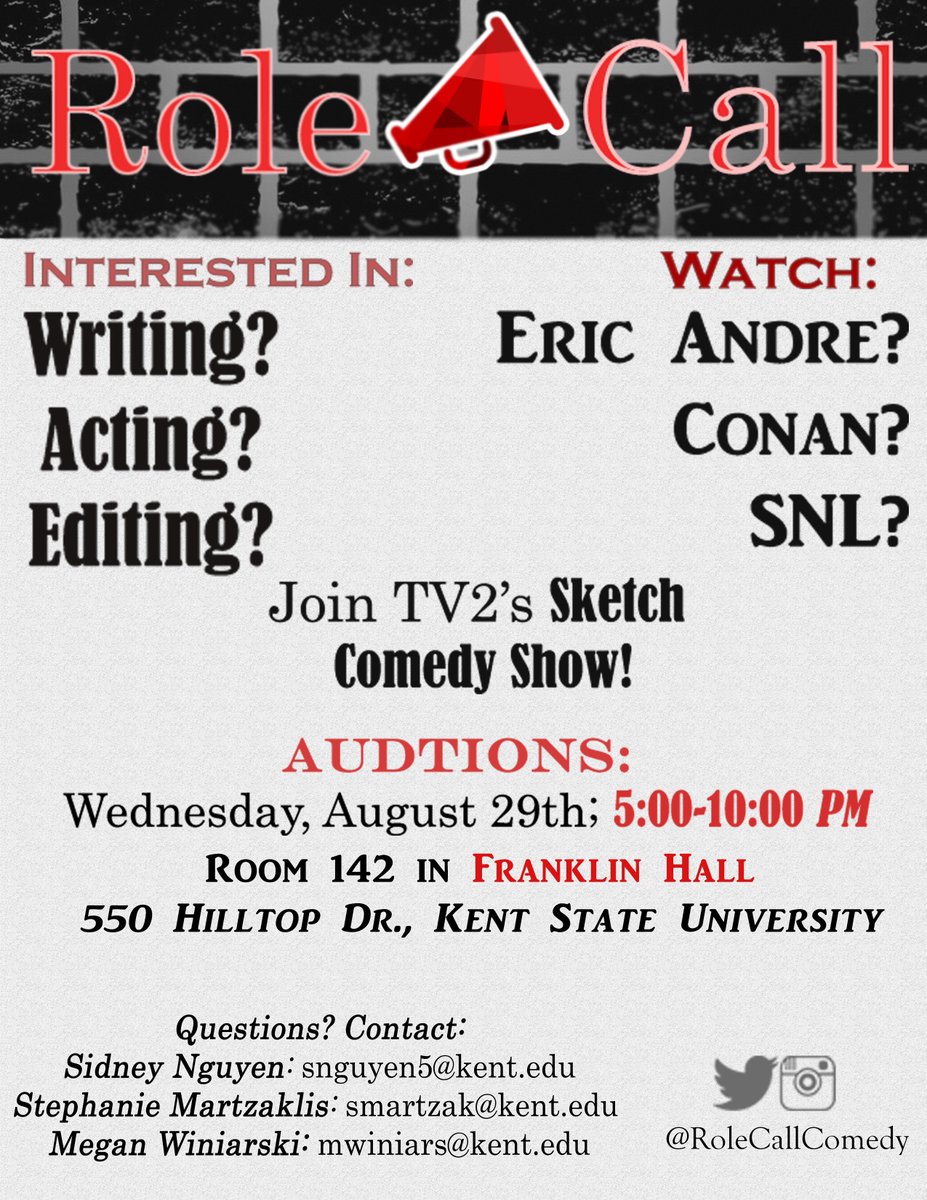 RoleCallComedy's tweet image. Auditions are this Wednesday!
We hope to see you in Franklin Hall at 5PM - can't wait to laugh with you!
Remember to sign up below:
docs.google.com/forms/d/e/1FAI…